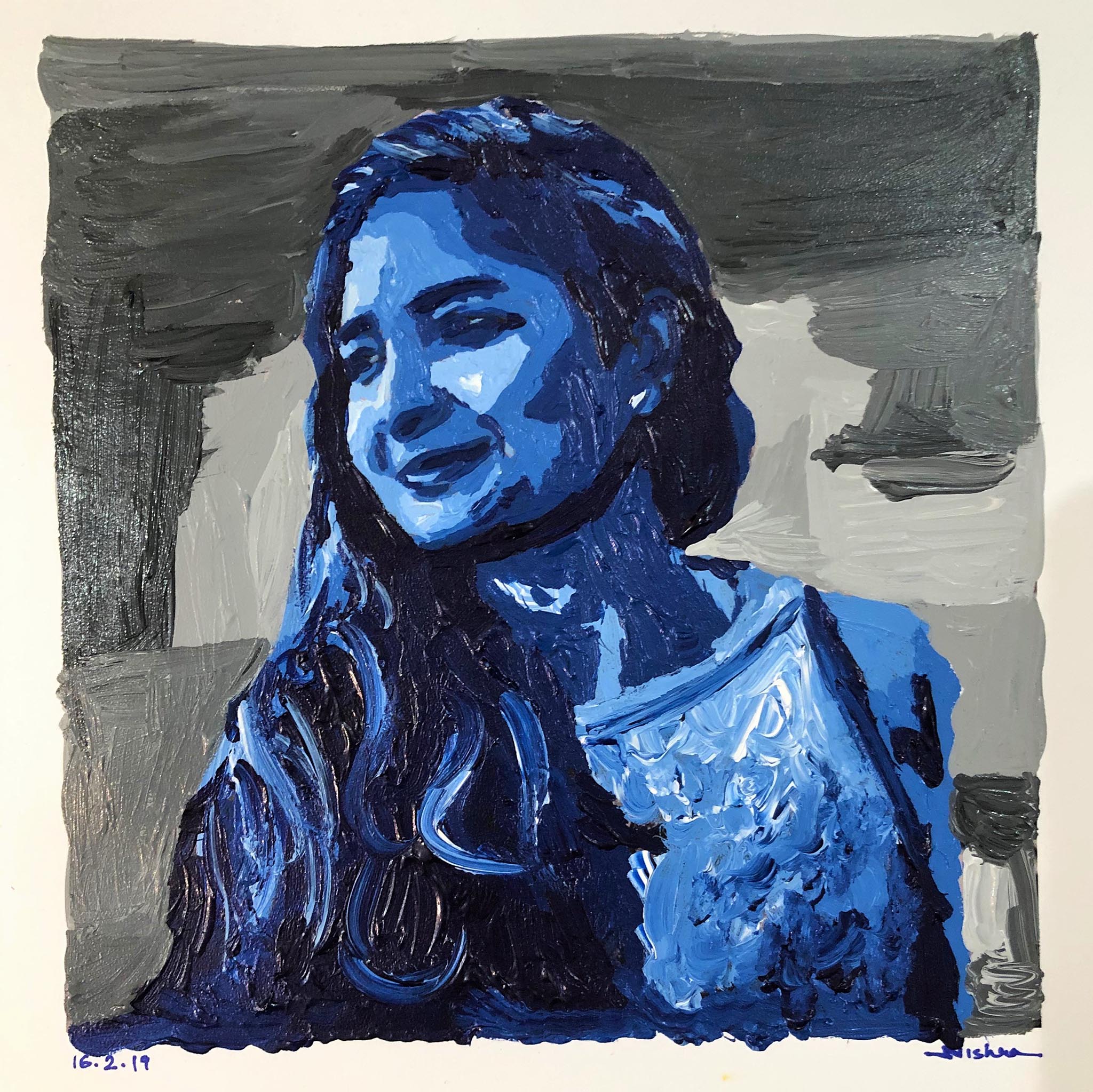 Blue Portrait No. 3 • Acrylic on Canvas • 12"x12"