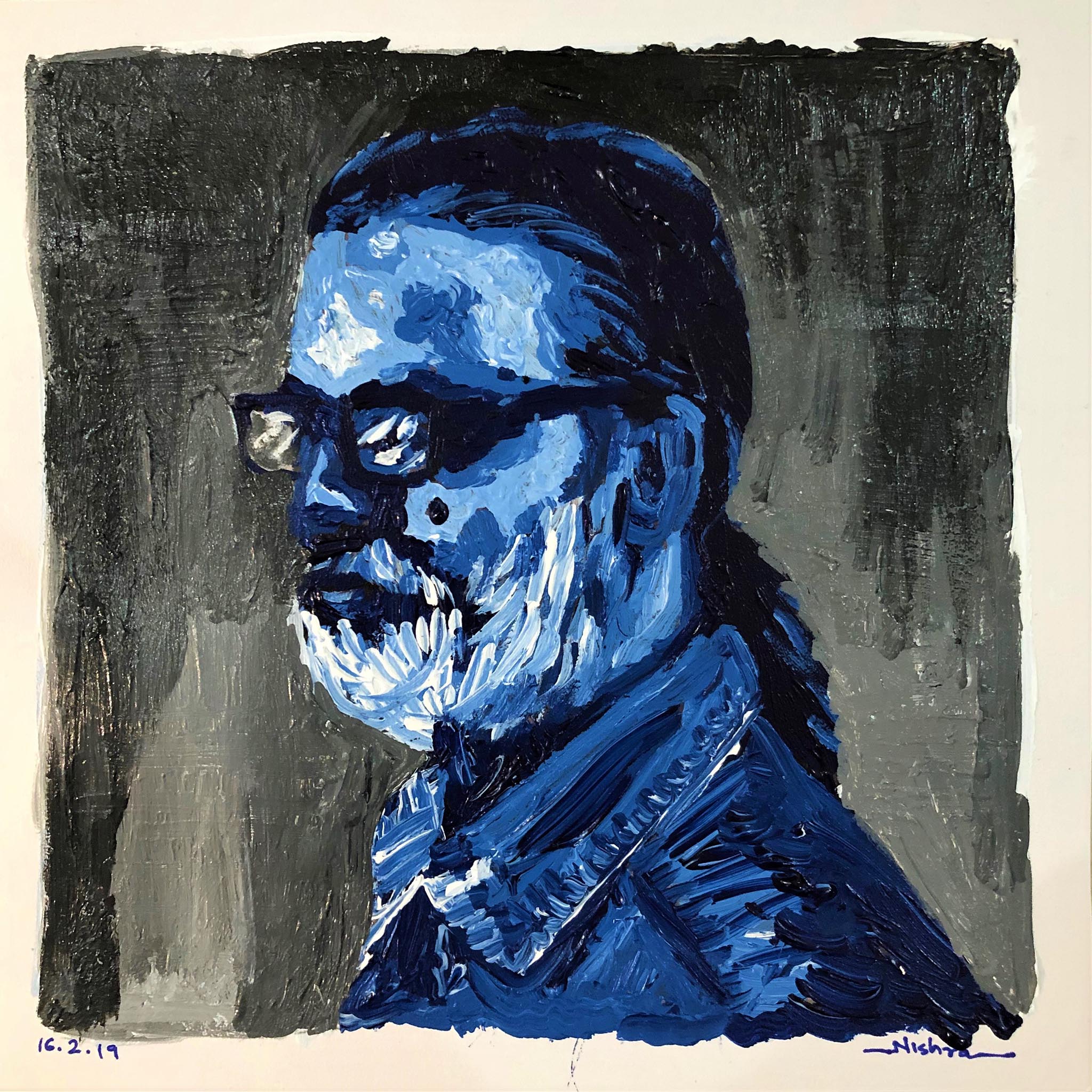 Blue Portrait No. 4 • Acrylic on Canvas • 12"x12"