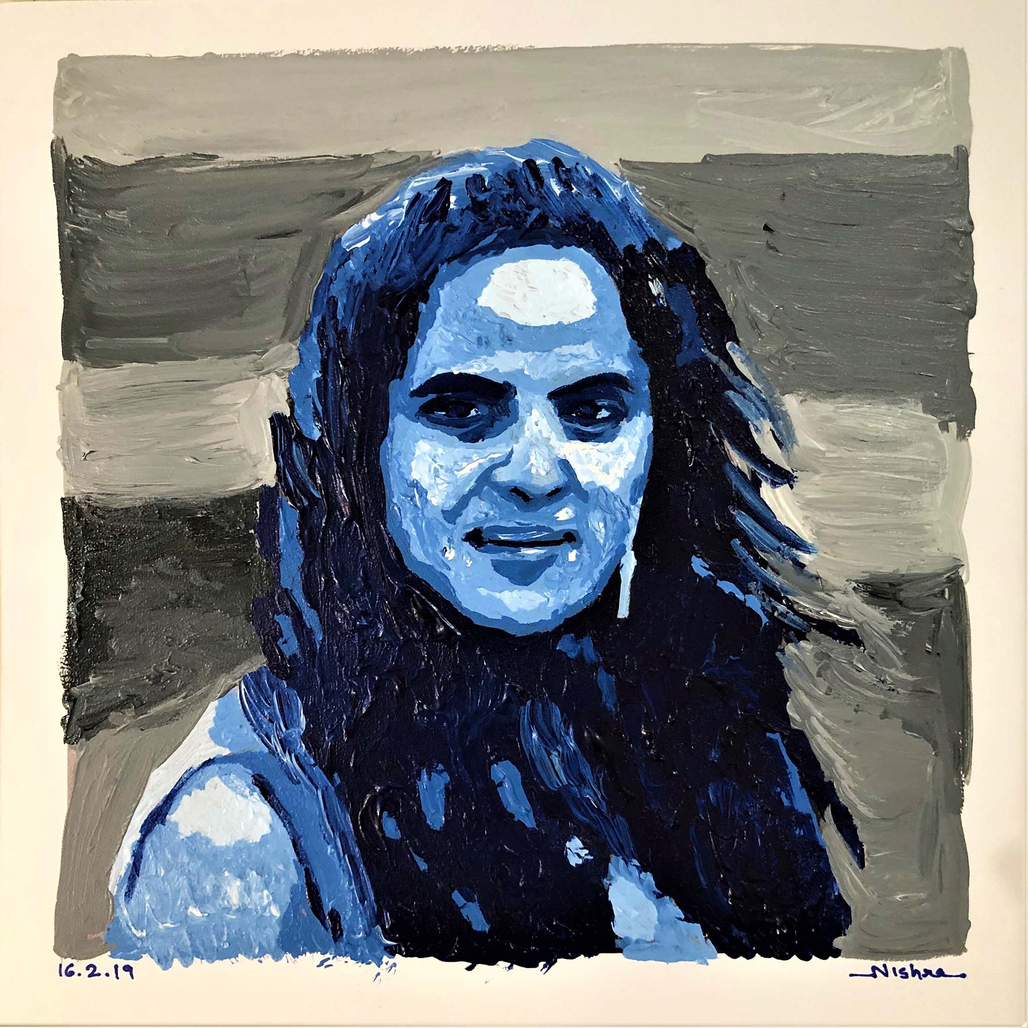 Blue Portrait No. 6 • Acrylic on Canvas • 12"x12"